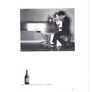Martel Cordon Bleu Cognac Couple Piano ADVERT 1970s Vintage Print Ad 9 inch
